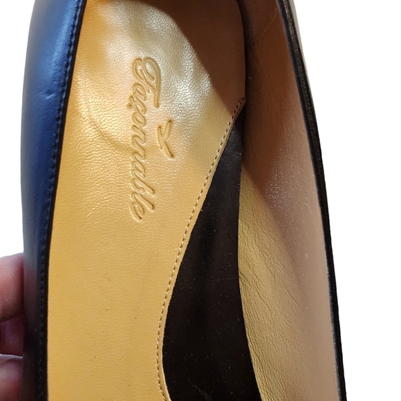 Faconnable Giselle-Lea Black Leather Pointy Toe Kitten Heels Size 8.5M - Picture 6 of 12